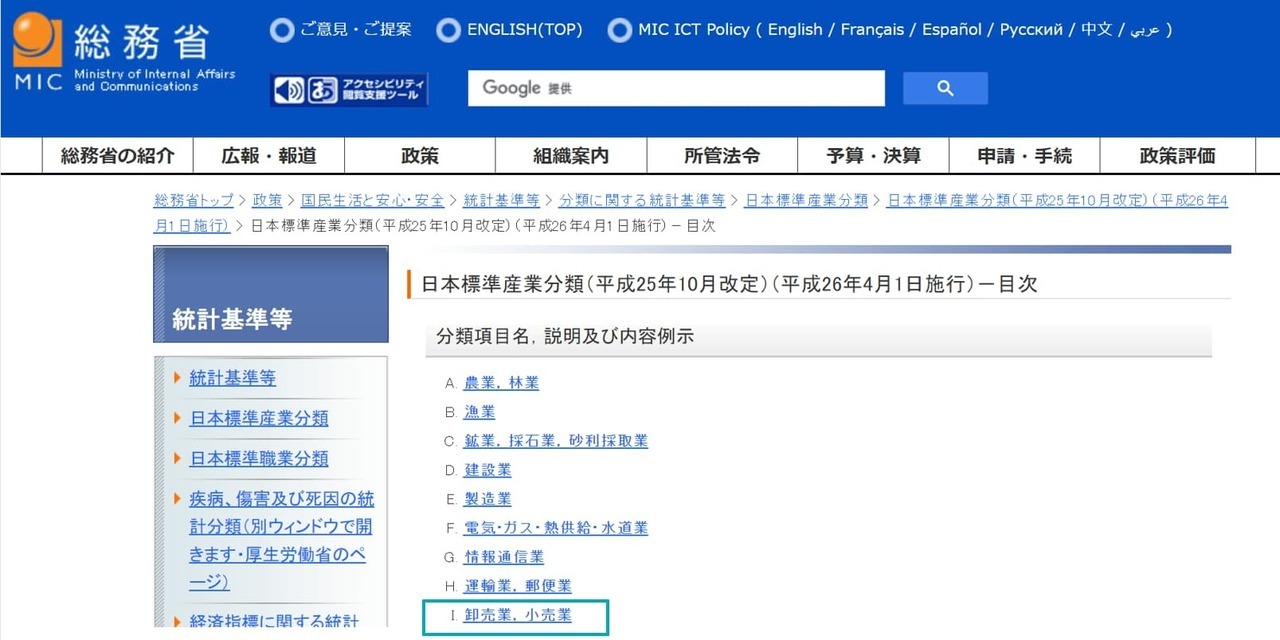 日本標準産業分類を