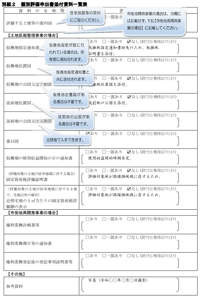 個別評価の申出書