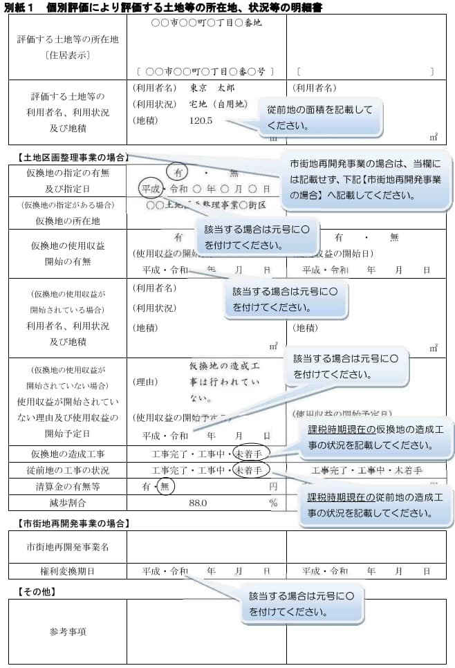 個別評価の申出書