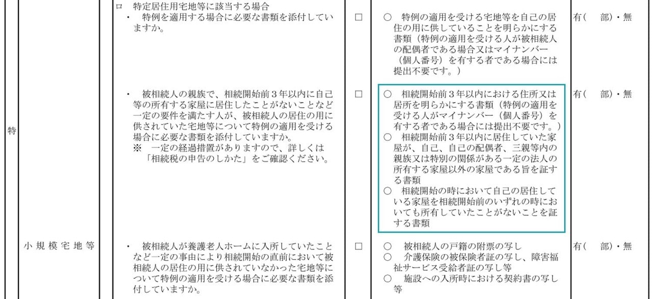 相続税申告のためのチェックシート