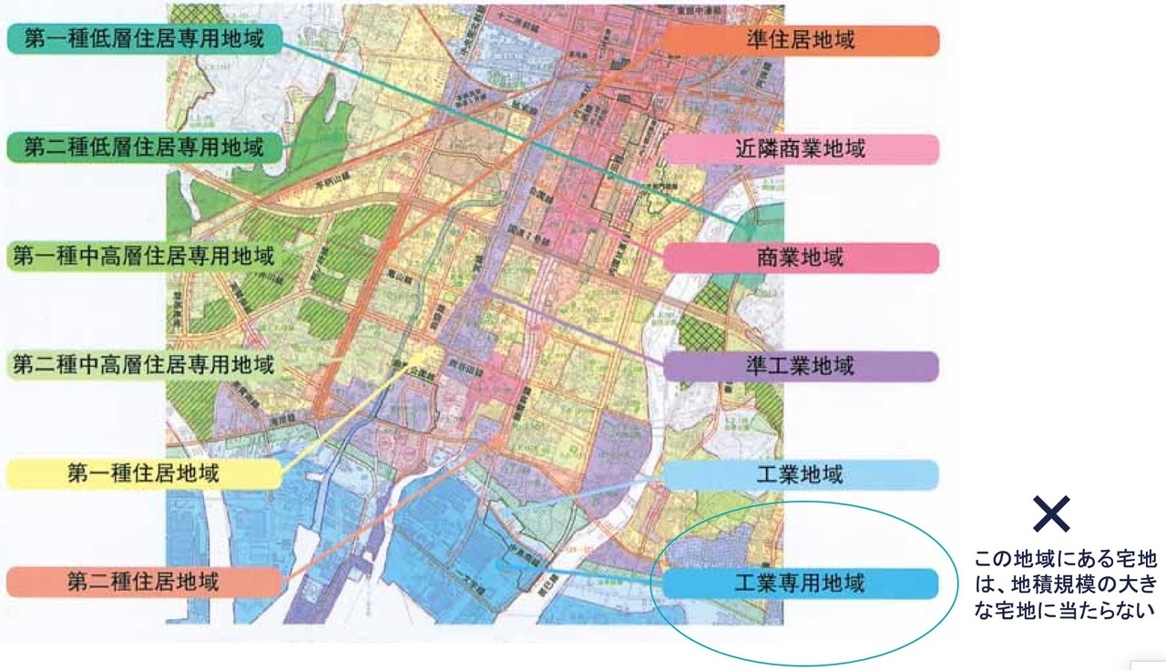 工業専用地域に指定されている地域以外